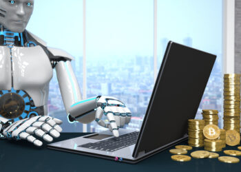 White Robot Notebook Bitcoins