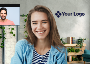 virtual office background with logo