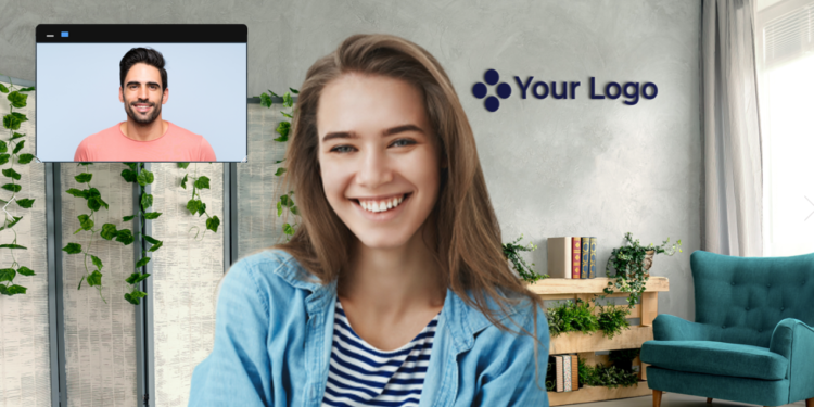 virtual office background with logo